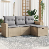 vidaXL 4-delige Loungeset met kussens poly rattan zwart