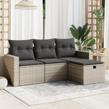 vidaXL 4-delige Loungeset met kussens poly rattan zwart