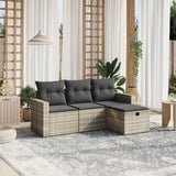 vidaXL 4-delige Loungeset met kussens poly rattan zwart
