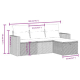 vidaXL 4-delige tuinbankset met kussens, bruin polyrotan
