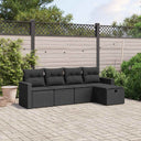 vidaXL 5-delige Loungeset met kussens poly rattan zwart