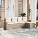 vidaXL 5-delige Loungeset met kussens poly rattan zwart