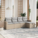 vidaXL 5-delige Loungeset met kussens poly rattan zwart