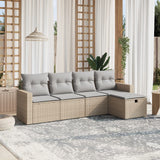 vidaXL 5-delige Loungeset met kussens poly rattan zwart
