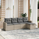 vidaXL 5-delige Loungeset met kussens poly rattan zwart