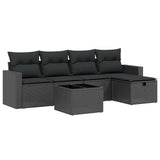 vidaXL 5-delige Loungeset met kussens poly rattan zwart