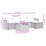 vidaXL 5-delige Loungeset met kussens poly rattan zwart