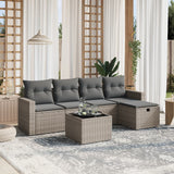 vidaXL 5-delige Loungeset met kussens poly rattan zwart