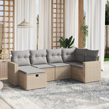vidaXL 6-delige Loungeset met kussens poly rattan zwart