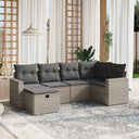 vidaXL 6-delige Loungeset met kussens poly rattan zwart