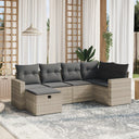 vidaXL 6-delige Loungeset met kussens poly rattan zwart