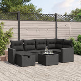 vidaXL 6-delige Loungeset met kussens poly rattan zwart