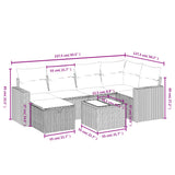 vidaXL 6-delige Loungeset met kussens poly rattan zwart