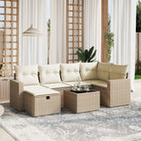 vidaXL 6-delige Loungeset met kussens poly rattan zwart