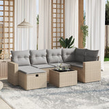 vidaXL 6-delige Loungeset met kussens poly rattan zwart
