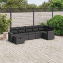 vidaXL 7-delige Loungeset met kussens poly rattan zwart