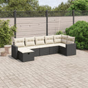 vidaXL 7-delige Loungeset met kussens poly rattan zwart
