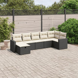 vidaXL 7-delige Loungeset met kussens poly rattan zwart