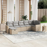 vidaXL 7-delige Loungeset met kussens poly rattan zwart