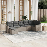 vidaXL 7-delige Loungeset met kussens poly rattan zwart