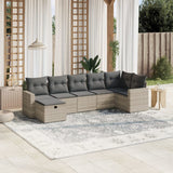 vidaXL 7-delige Loungeset met kussens poly rattan zwart