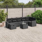 vidaXL 7-delige Loungeset met kussens poly rattan zwart