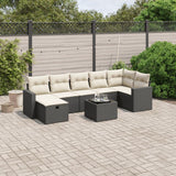 vidaXL 7-delige Loungeset met kussens poly rattan zwart