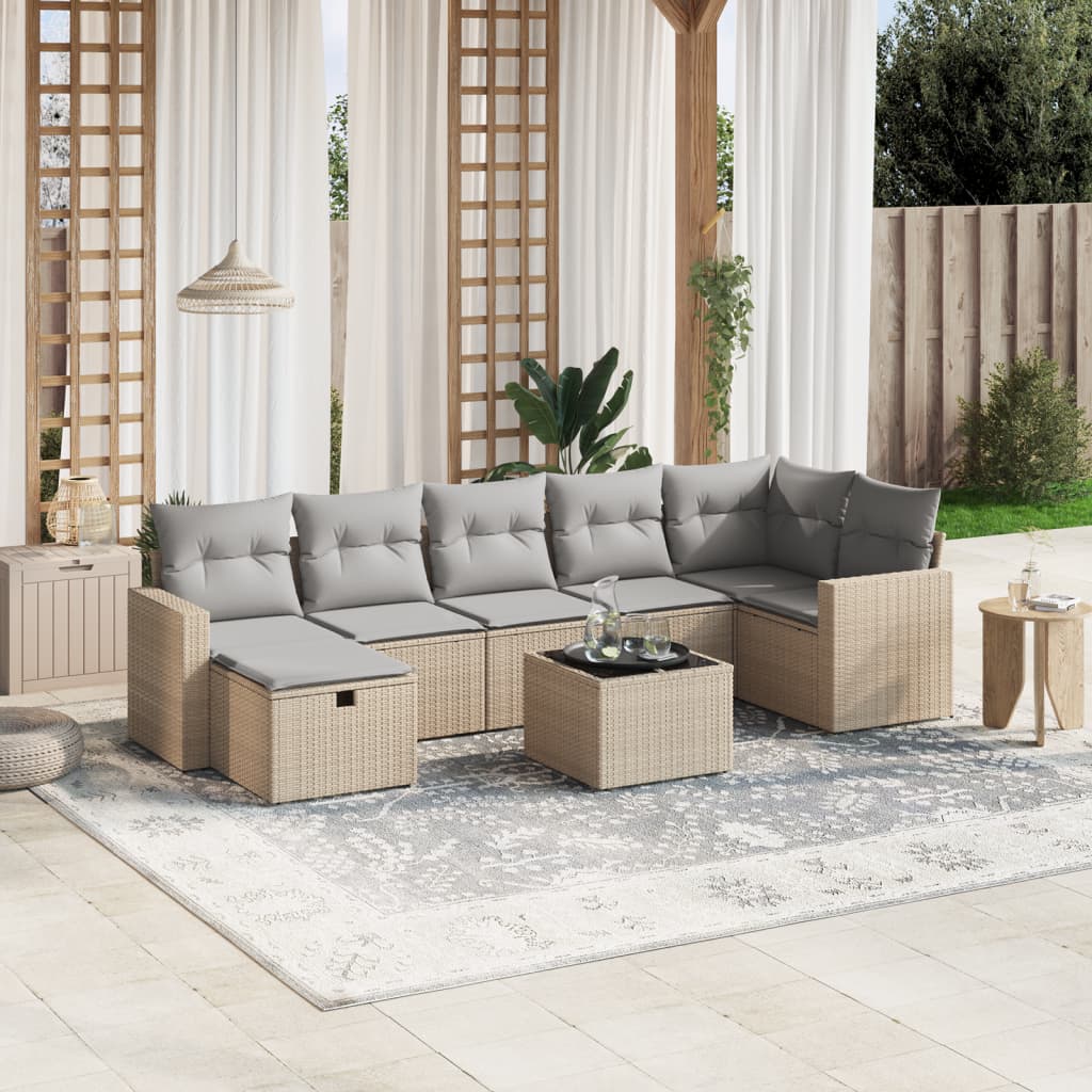 vidaXL 7-delige Loungeset met kussens poly rattan zwart