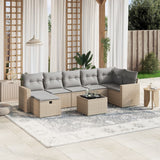 vidaXL 7-delige Loungeset met kussens poly rattan zwart