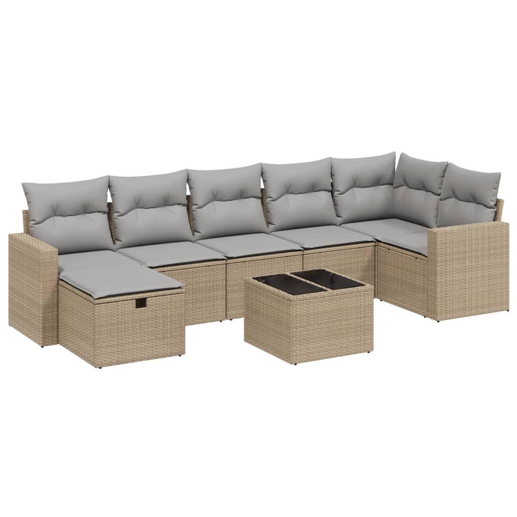 vidaXL 7-delige Loungeset met kussens poly rattan zwart
