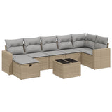 vidaXL 7-delige Loungeset met kussens poly rattan zwart