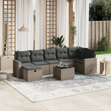 vidaXL 7-delige Loungeset met kussens poly rattan zwart