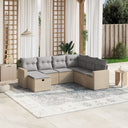 vidaXL 7-delige Loungeset met kussens poly rattan zwart