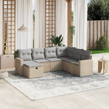 vidaXL 7-delige Loungeset met kussens poly rattan zwart