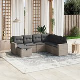 vidaXL 7-delige Loungeset met kussens poly rattan zwart