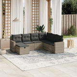 vidaXL 7-delige Loungeset met kussens poly rattan zwart