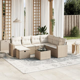 vidaXL 7-delige Loungeset met kussens poly rattan zwart