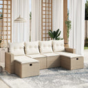 vidaXL 6-delige Loungeset met kussens poly rattan zwart