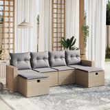 vidaXL 6-delige Loungeset met kussens poly rattan zwart