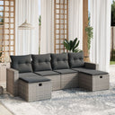 vidaXL 6-delige Loungeset met kussens poly rattan zwart