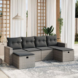 vidaXL 6-delige Loungeset met kussens poly rattan zwart
