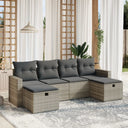 vidaXL 6-delige Loungeset met kussens poly rattan zwart