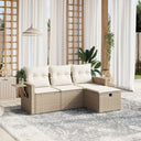 vidaXL 4-delige Loungeset met kussens poly rattan zwart