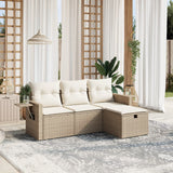 vidaXL 4-delige Loungeset met kussens poly rattan zwart