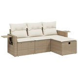 vidaXL 4-delige Loungeset met kussens poly rattan zwart