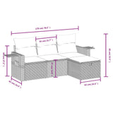vidaXL 4-delige Loungeset met kussens poly rattan zwart