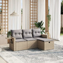vidaXL 4-delige Loungeset met kussens poly rattan zwart