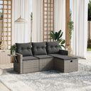 vidaXL 4-delige Loungeset met kussens poly rattan zwart