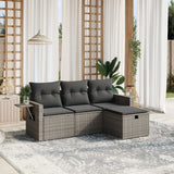 vidaXL 4-delige Loungeset met kussens poly rattan zwart