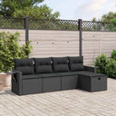 vidaXL 5-Piece Lounge Set with Cushions Poly Rattan Black
